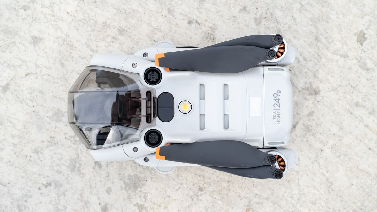DJI Mini 4 Pro folded showing bottom