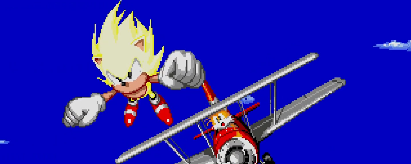 Super Sonic at the end of Sonic 2