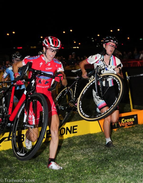 Lea Davison (Specialized) leading Gabby Day (Rapha-Focus) early in the race
