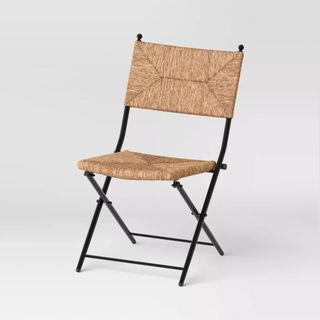 Rush Weave Wicker Folding Patio Chair Brown