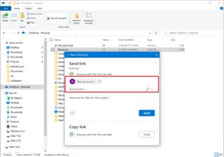 OneDrive share UI in File Explorer