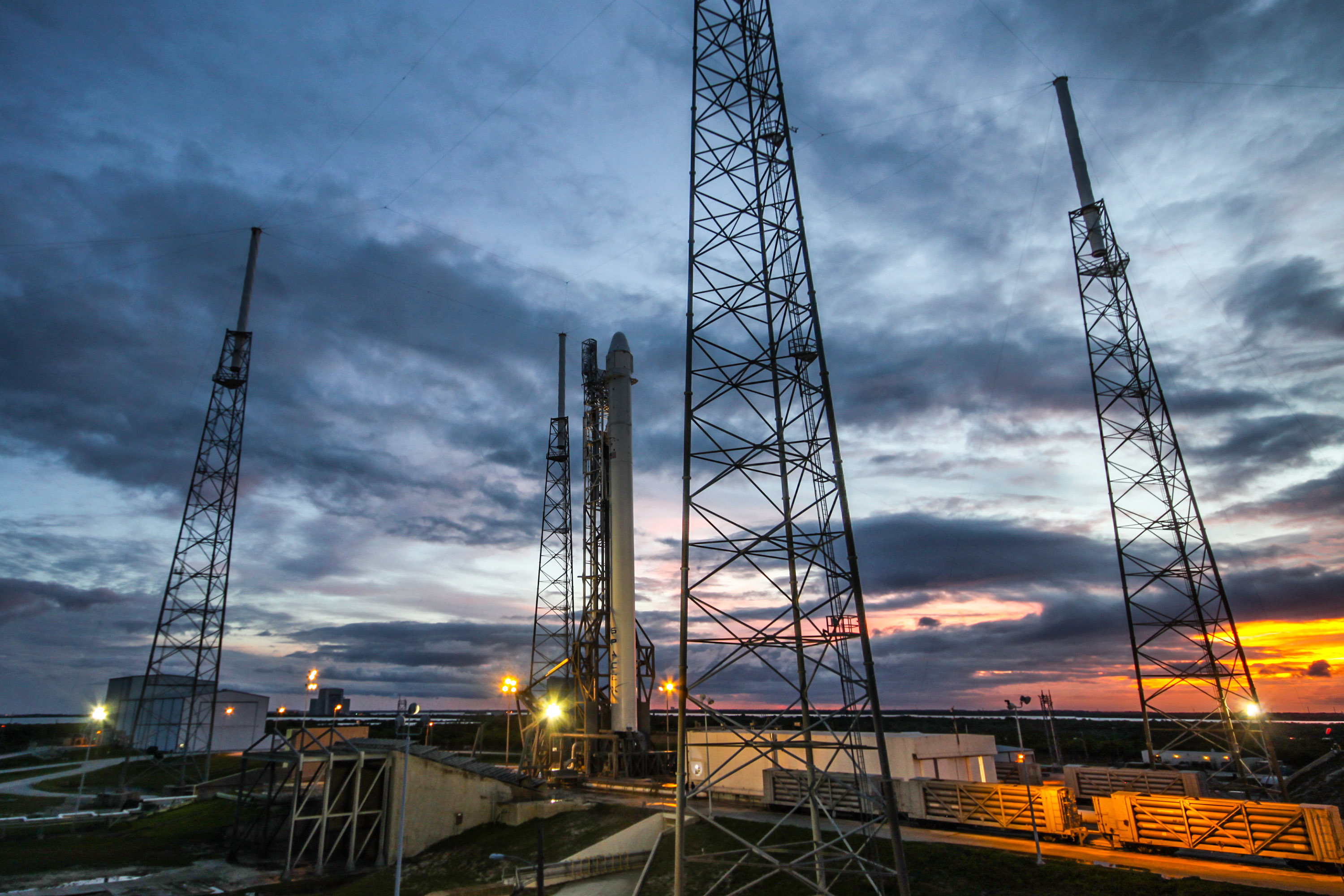 A SpaceX Falcon 9 rocket sits on the launch pad in September 2014. 