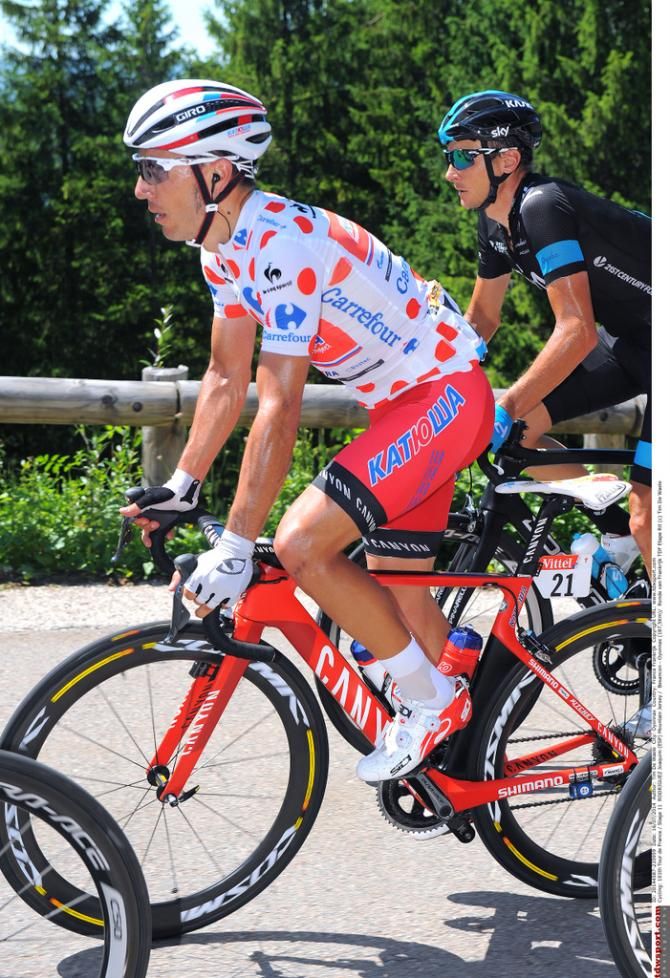 Joaquim Rodr&iacute;guez (Katusha) spent the day in the polka dot climbers jersey
