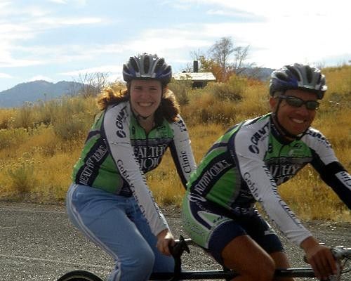 Team-mate Marc Yap had the honour of riding to the summit with Allan's widow Jenny Butler.