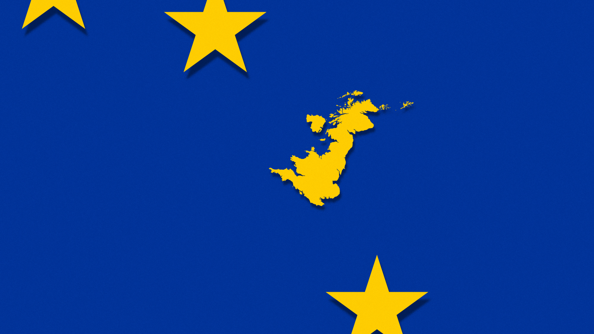Illustration of the UK shape inserted into the EU flag's ring of stars