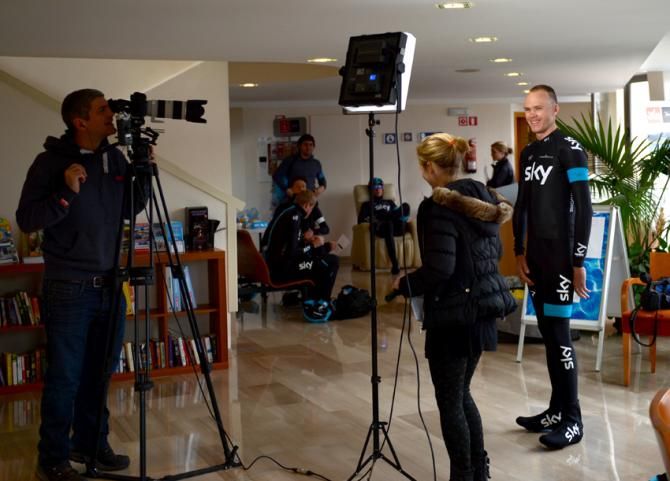 The media circus begins for Chris Froome (Team Sky)