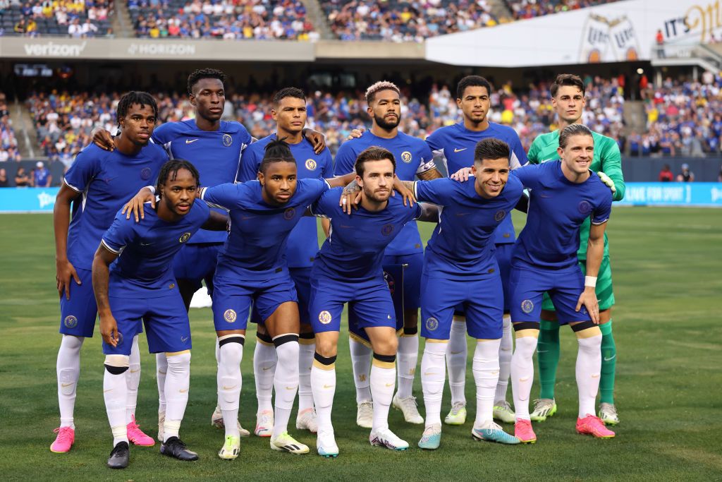 Chelsea vs Liverpool live stream Chelsea team group during the pre-season friendly match between Chelsea FC and Borussia Dortmund at Soldier Field on August 2, 2023 in Chicago, Illinois. (Photo by Matthew Ashton - AMA/Getty Images)