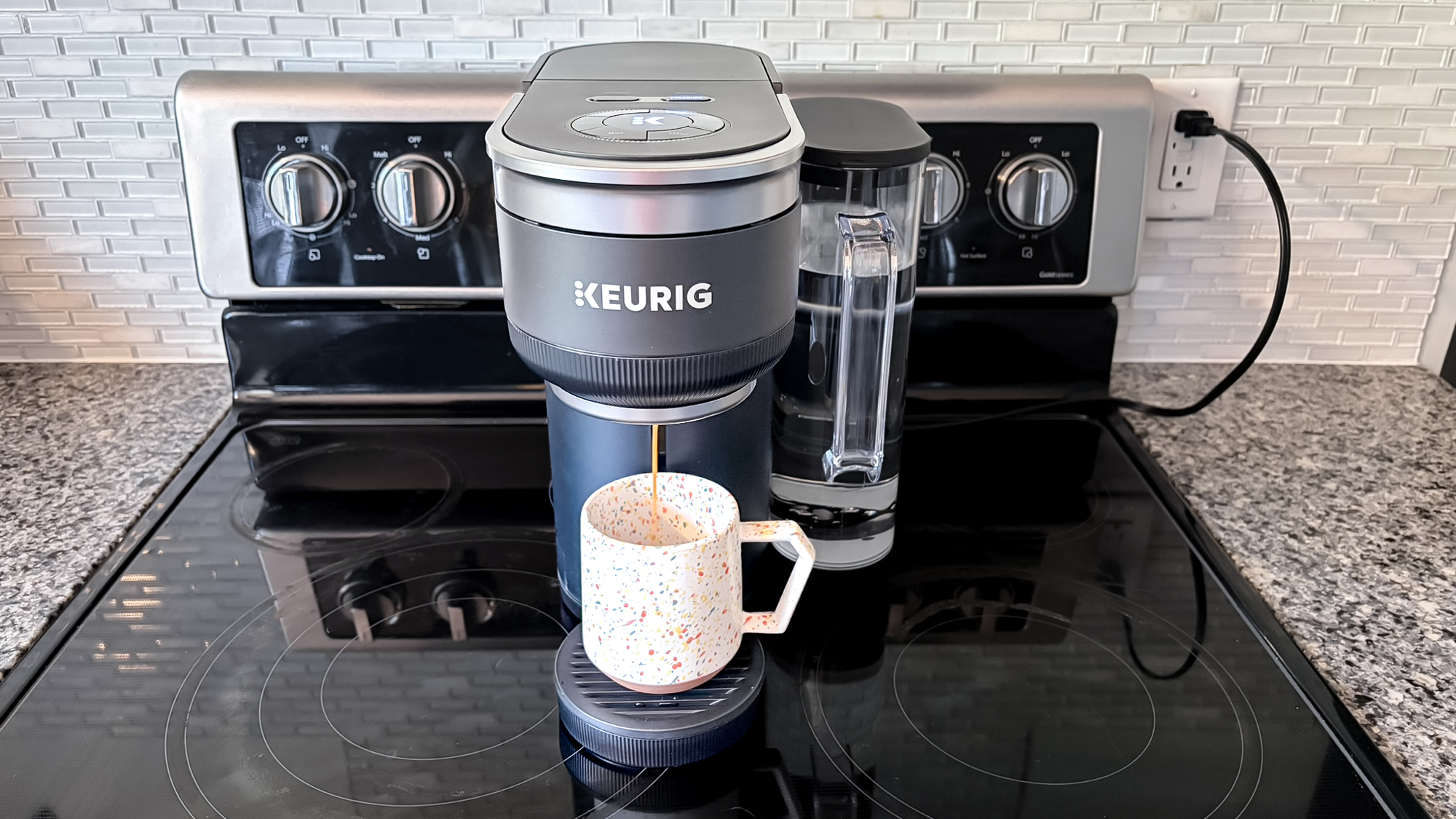 Keurig K-Crema coffee maker on a kitchen counter