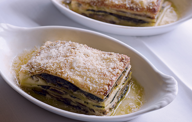 Mushroom, ham and spinach lasagne