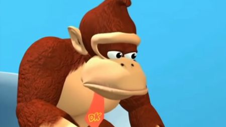 Donkey Kong looks sad in the Donkey Kong Country cartoon
