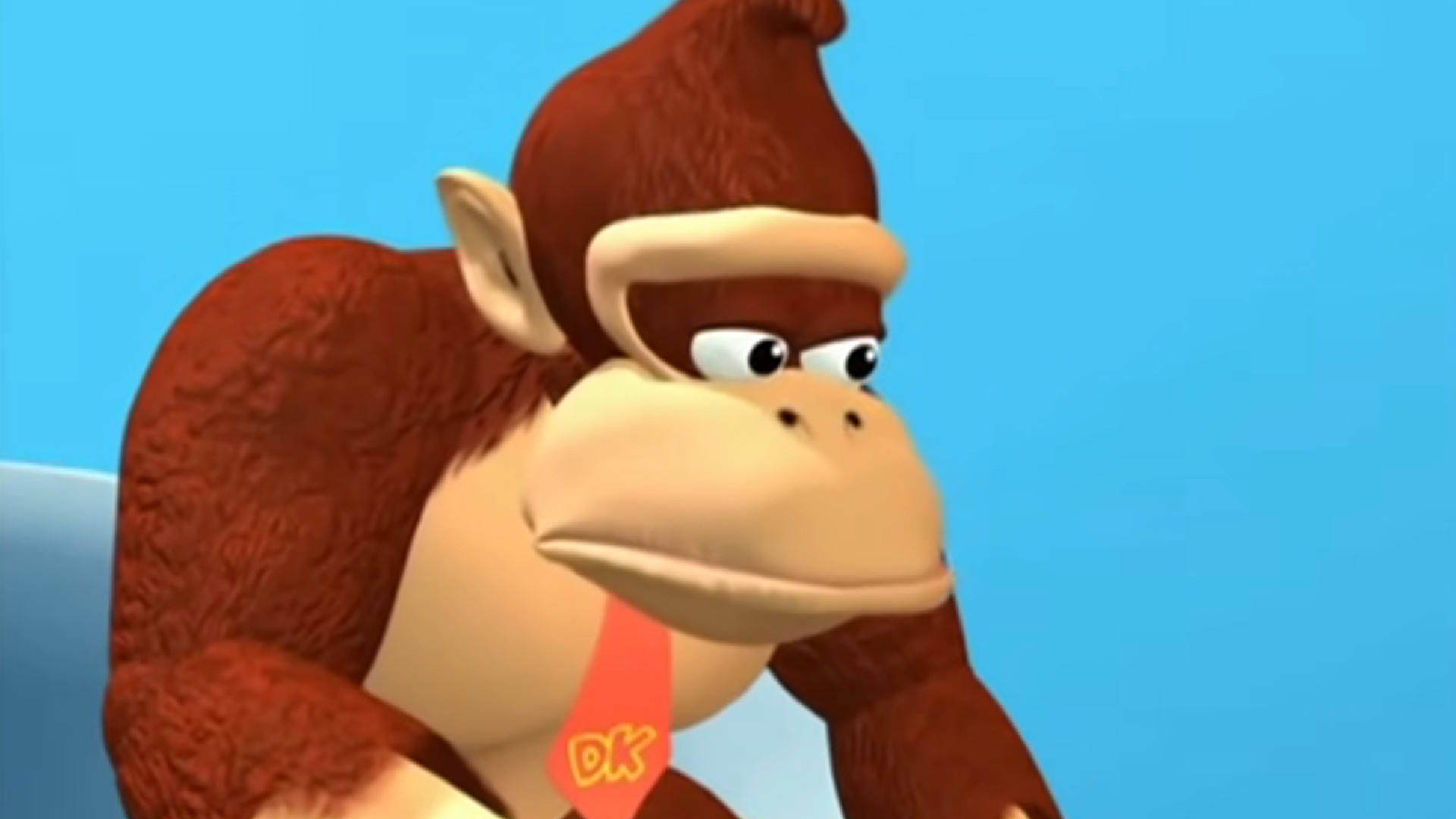 Donkey Kong looks sad in the Donkey Kong Country cartoon
