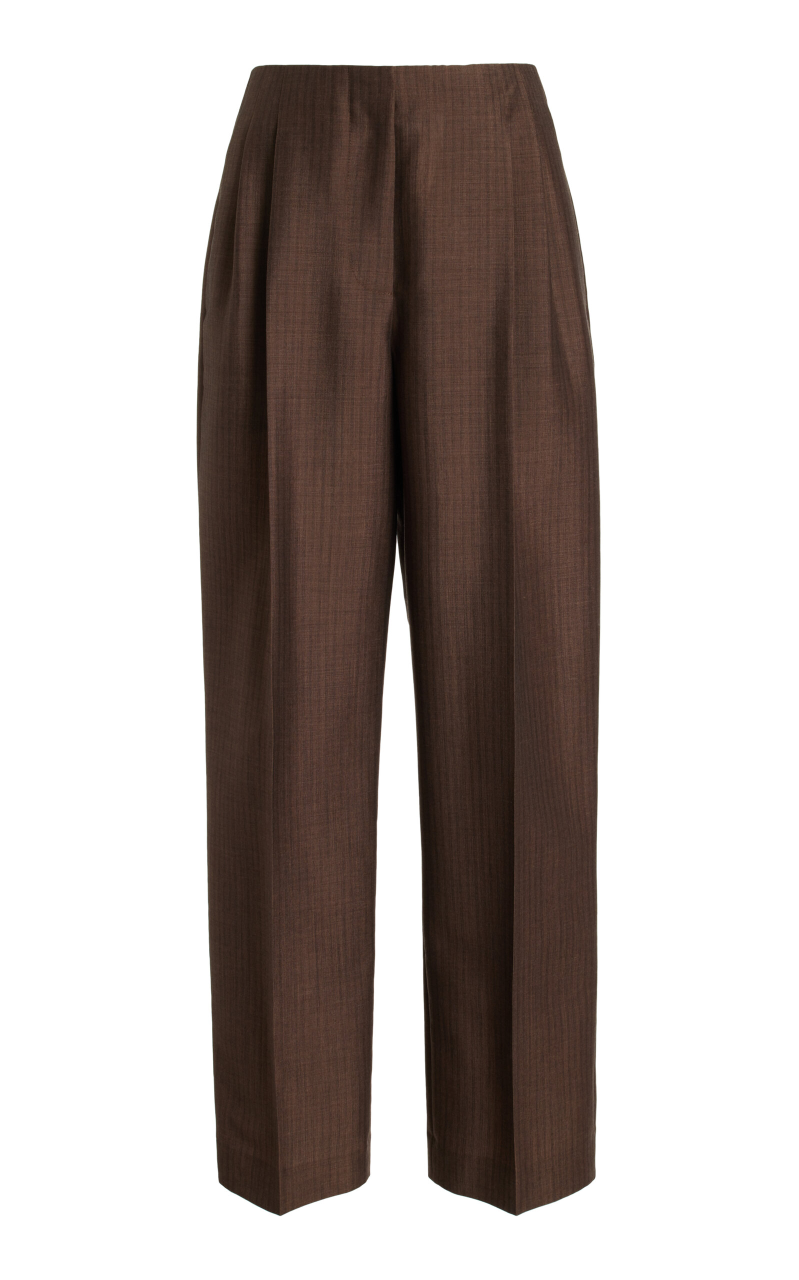 Lonan Pleated Mohair-Wool Straight-Leg Pants