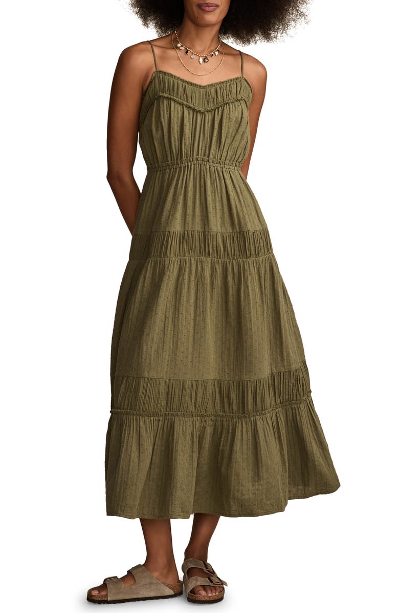 Clip Dot Cotton Tiered Maxi Dress