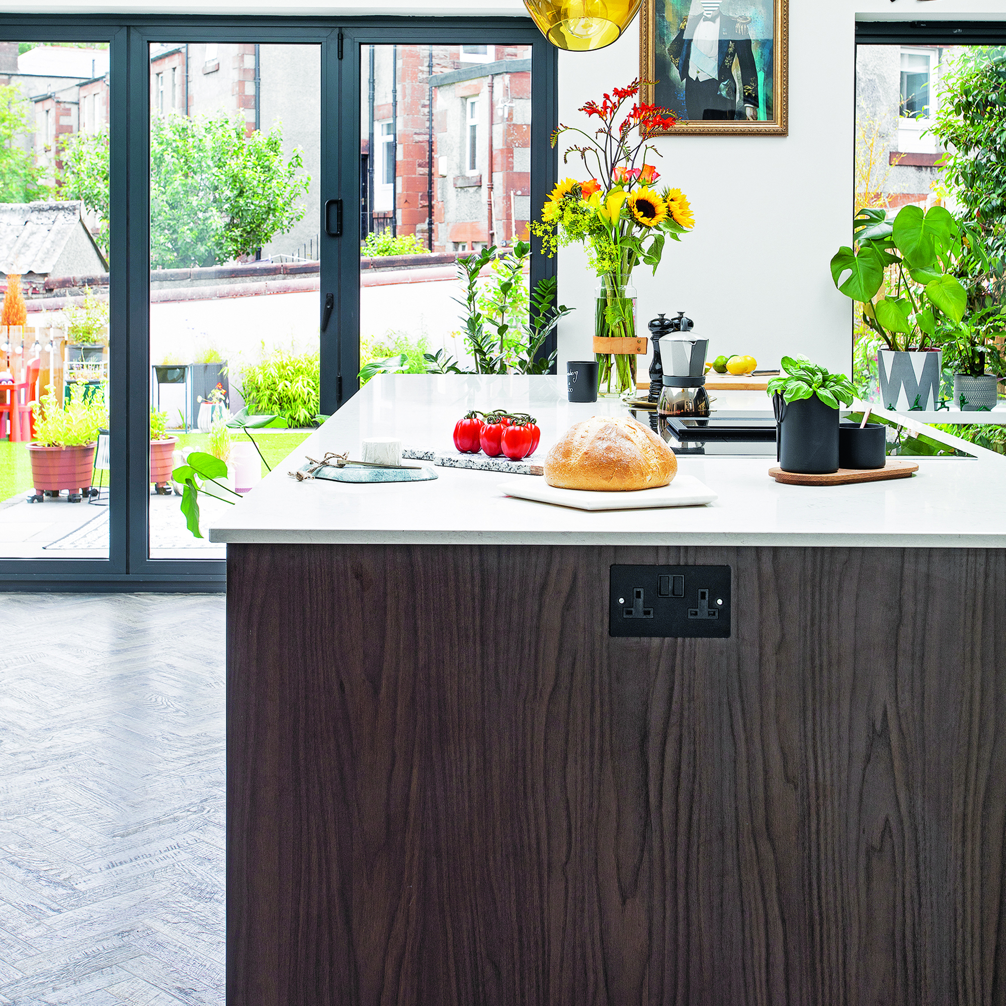Dark wood kitchen island