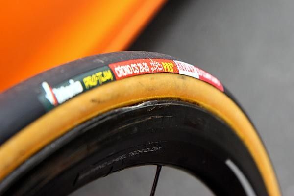 Rasmussen rolls on Vittoria's Corsa CX tubulars.
