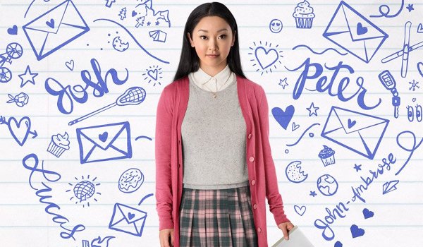 To All The Boys I Loved Before Lana Condor stands in the middle of drawings