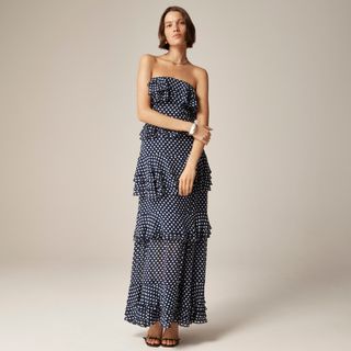 J.Crew, Pre-Order Collection Tiered Ruffle Dress in Dot Chiffon