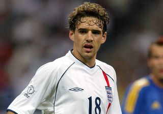 England midfielder Owen Hargreaves in action against Sweden at the 2002 World Cup