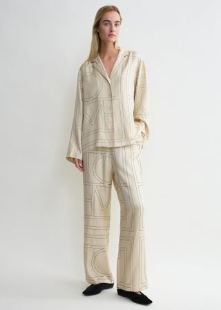 Monogram Silk Pj Top Ivory