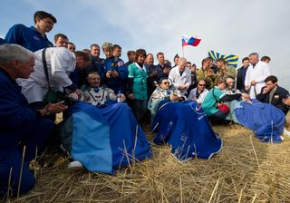 Expedition 30 Crewmembers Post-Landing