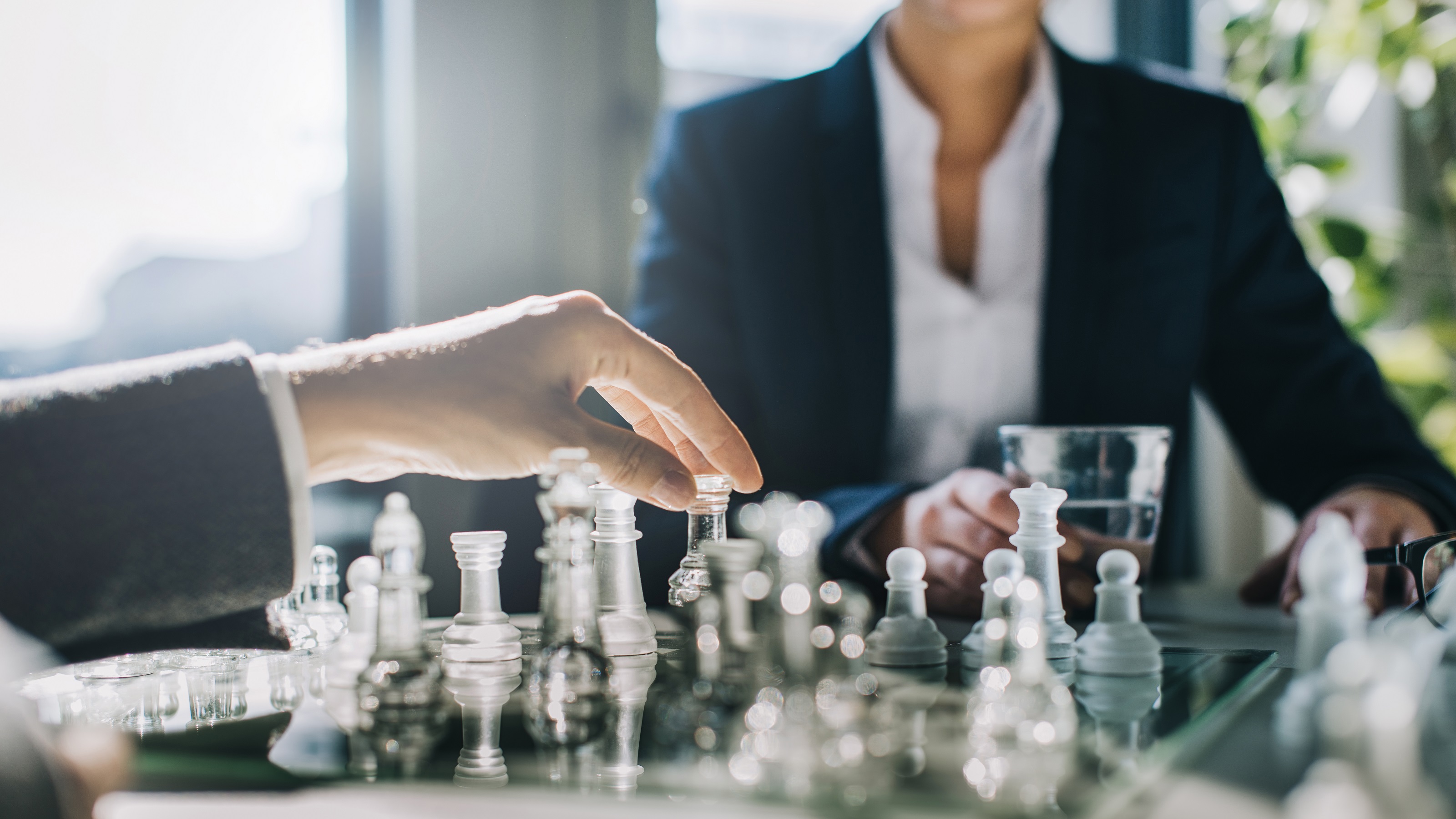 Chess board game concept of business ideas and competition and strategy  plan success meaning. Stock Photo