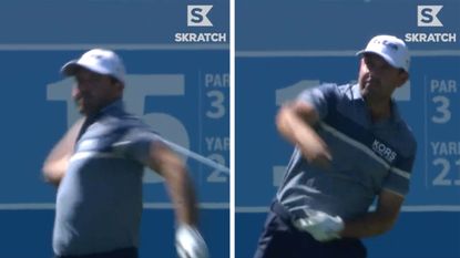 Screenshot of Charl Schwartzel video throwing club