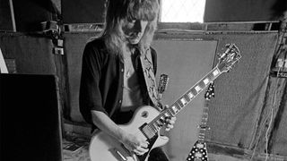 UNITED KINGDOM - MAY 01: RIDGE FARM STUDIOS Photo of Randy RHOADS, recording Blizzard Of Oz with Ozzy Osbourne, playing Gibson Les Paul guitar 