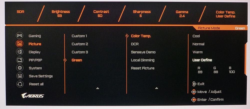 Gigabyte Aorus FI32U - OSD