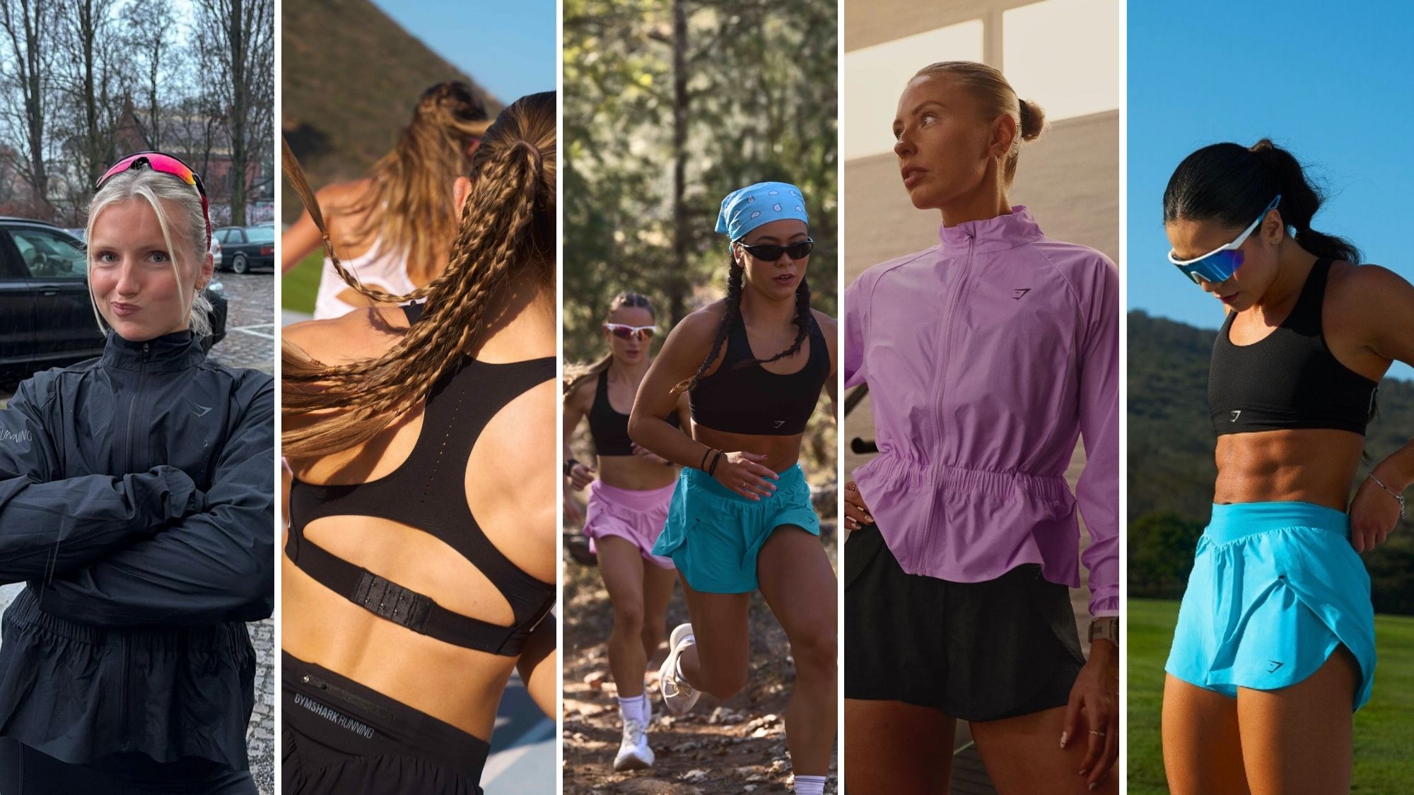 composite of models wearing items from the gymshark running collection