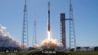 A SpaceX Falcon 9 rocket launches Northrop Grumman's NG-20 cargo mission to the International Space Station on Jan. 30, 2024. 