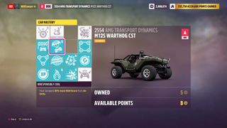 Forza Horizon 5 car mastery perks for warthog