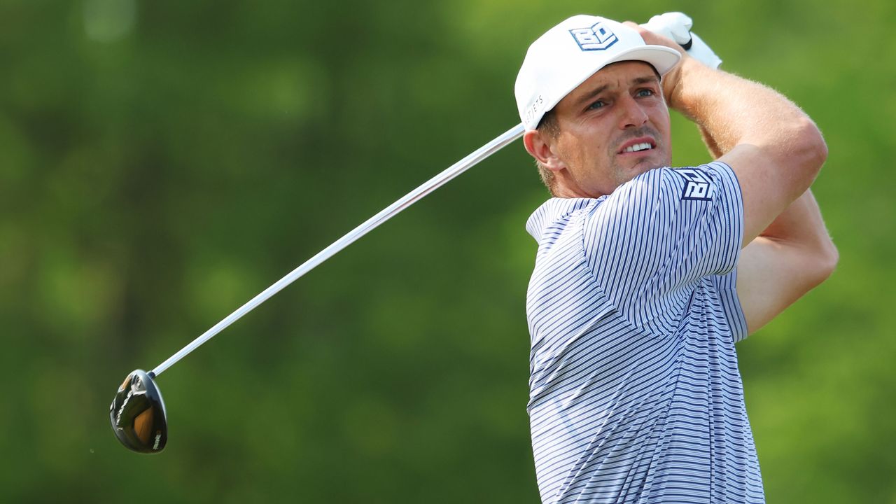 Photo of Bryson DeChambeau hitting his mini driver