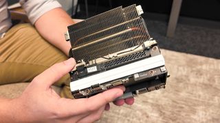 Valve's new Steam Machine during a visit to Valve HQ in Bellevue, Washington. The Steam Machine is a compact living room gaming PC.