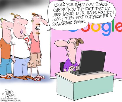 Editorial cartoon U.S. Google diversity silicon valley white males