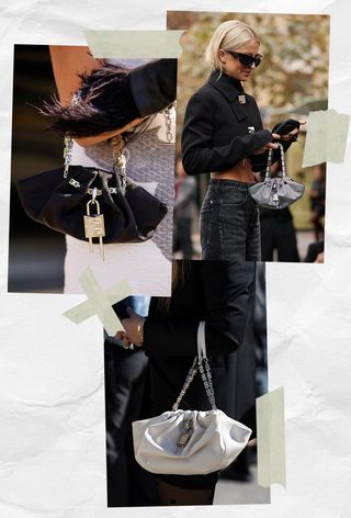 a collage of women carrying the Givenchy kenny bag