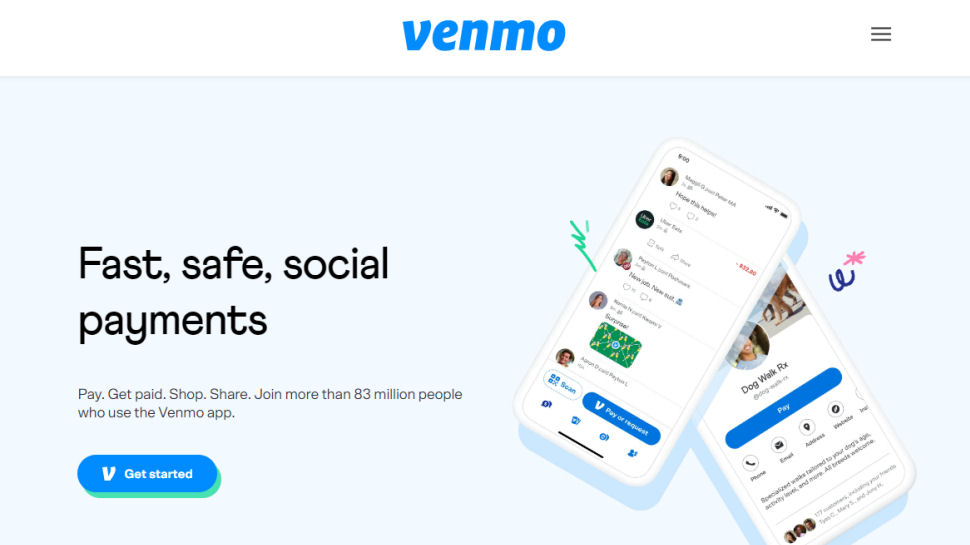 Tangkapan layar situs web untuk Venmo