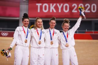 Tokyo Olympics USA team pursuit women Jessica Valente Chloe Dygert