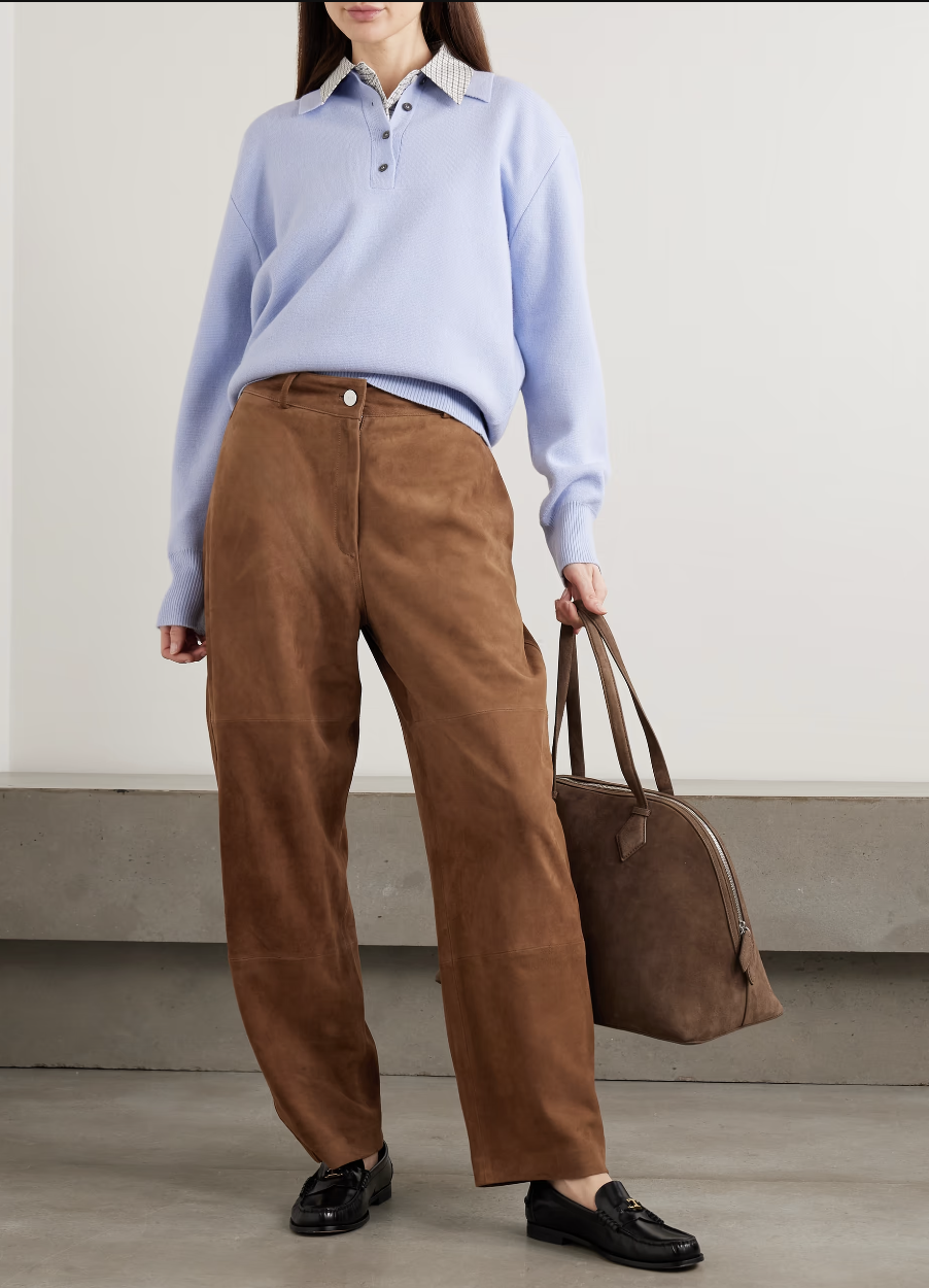 R&amp;Oacute;HE, Paneled suede wide-leg pants