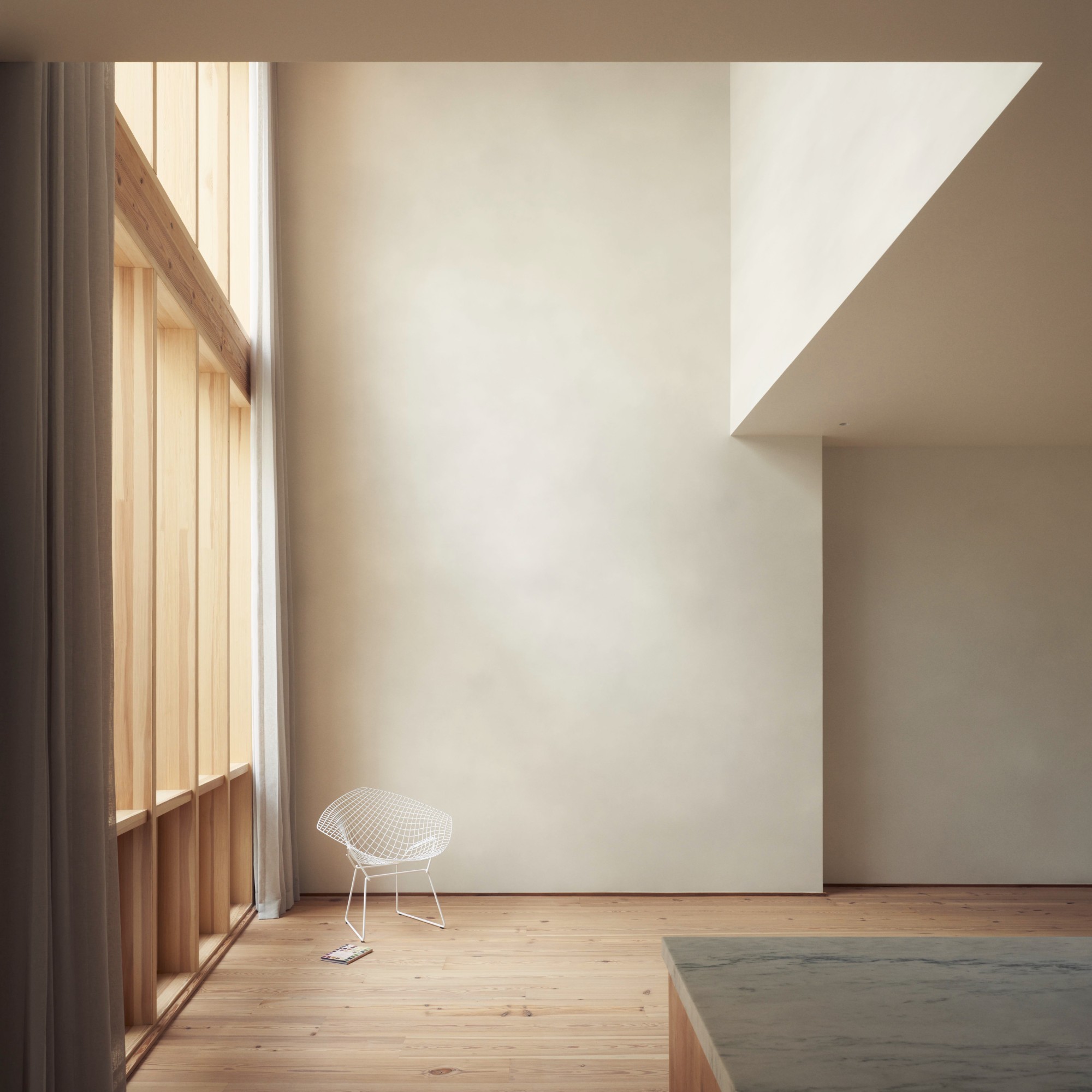 103 Grand by Of Possible, empty residential building with natural textures and high ceilings