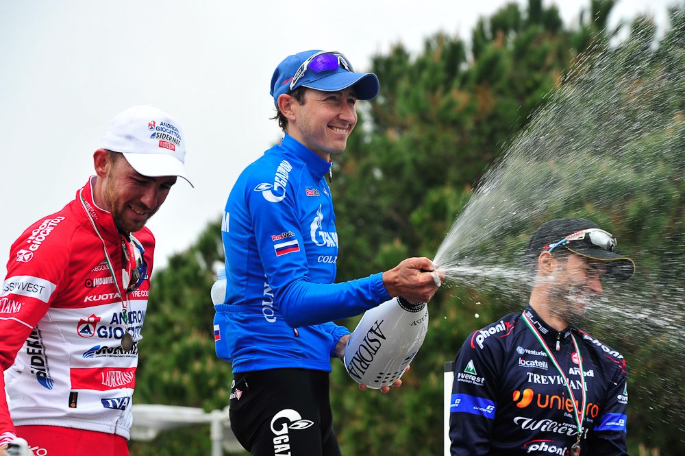 Sergey Firsanov (Gazprom-Rusvelo) celebrates winning the 2016 Giro dell'Apennino