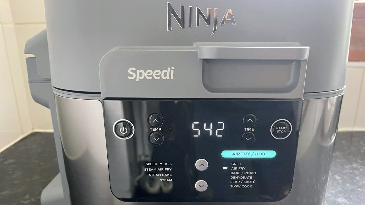 Ninja SF301 Speedi Rapid Cooker &amp; Air Fryer being tested in writer's home