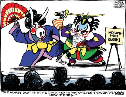 Political Cartoon U.S. Impeachment Kabuki