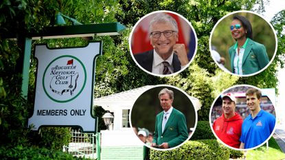 The Augusta National entrance and four famous members of the club