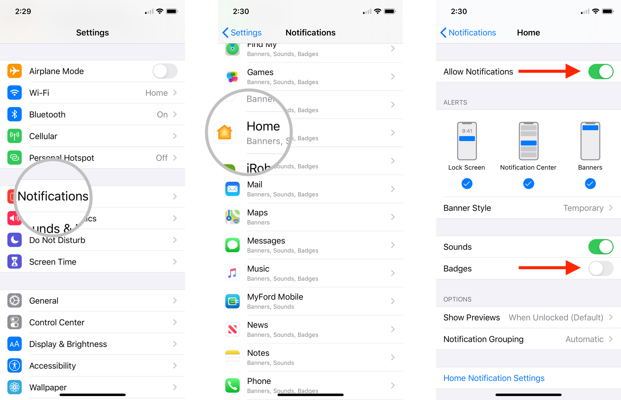 Home App Notification Steps