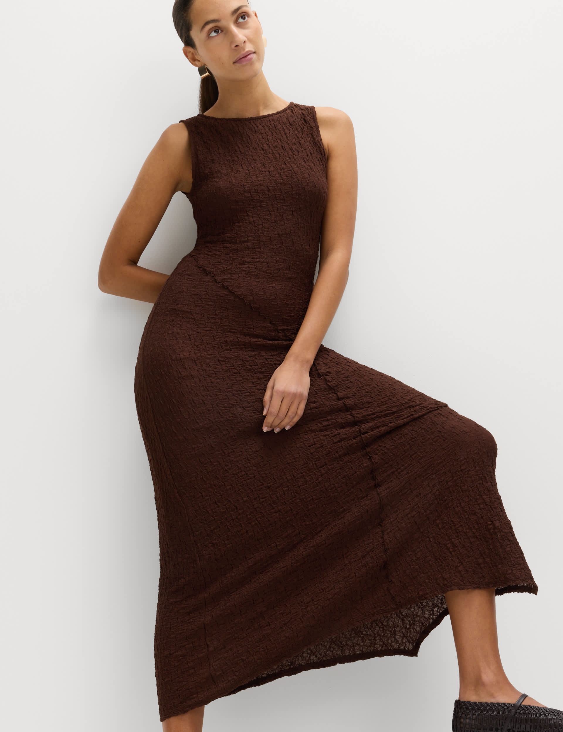 Cotton Rich Textured Midaxi Column Dress