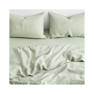 green linen pillowcases
