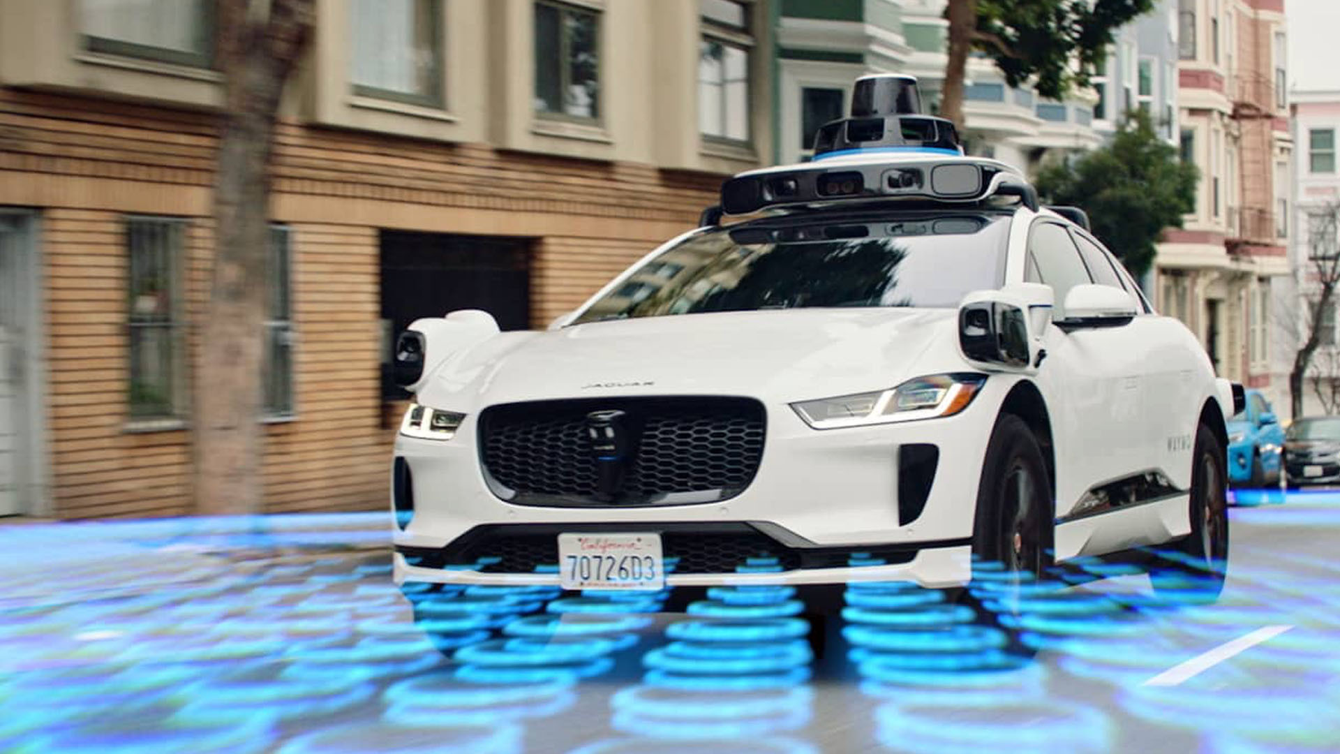 A photo of a Waymo driverless car.