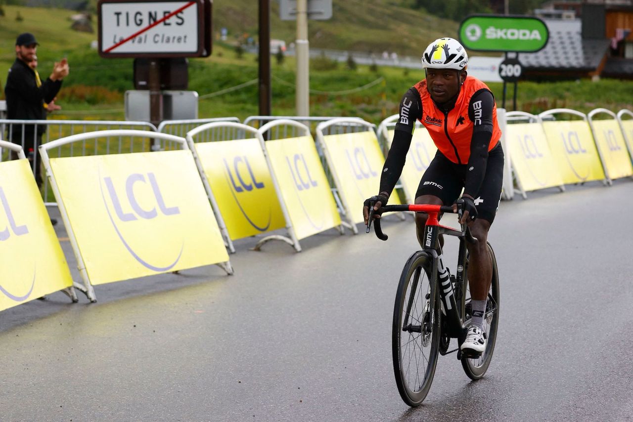 Nic Dlamini on stage nine of the 2021 Tour de France