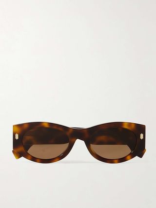 Roma Oval-Frame Tortoiseshell Acetate Sunglasses