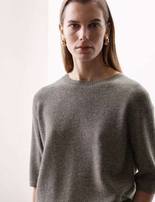 Merino Wool Rich Knitted Top With Cashmere